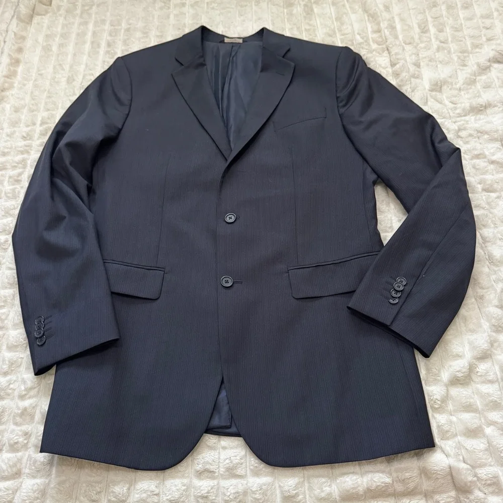 Banana Republic 44 Long Classic Fit 100% Wool Navy Blue Two Button Blazer